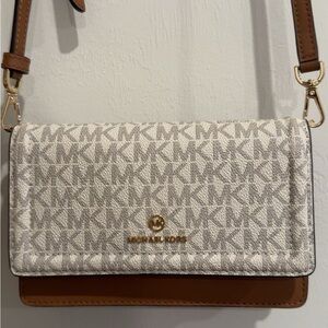 Michael Kors Cream and Tan Crossbody Bag